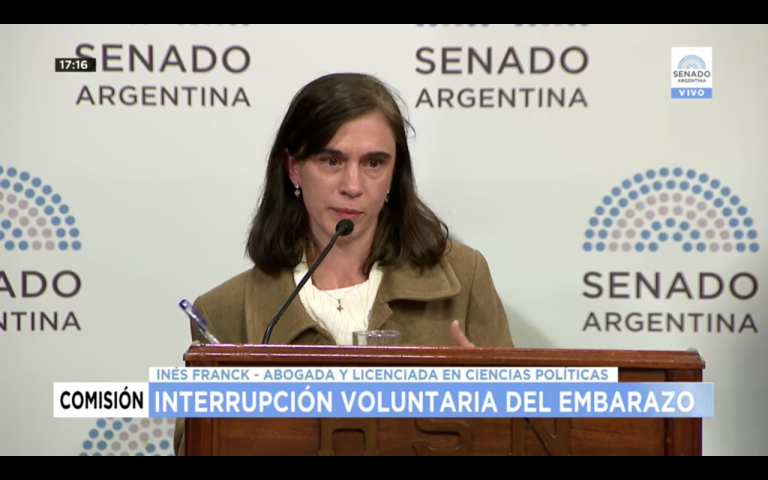María Inés Franck: Exposición en el Senado sobre el proyecto de aborto